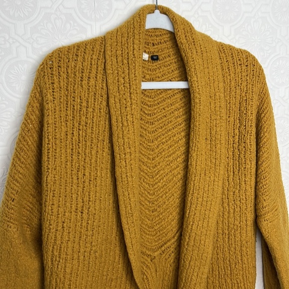 Anthropologie Sleeping on Snow Wool Alpaca Mustard Yellow Cardigan Sweater - Picture 6 of 11